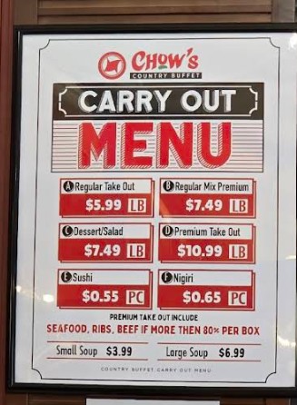 Chow's Country Buffet Restaurant Menu – Full Buffet Menu & Prices